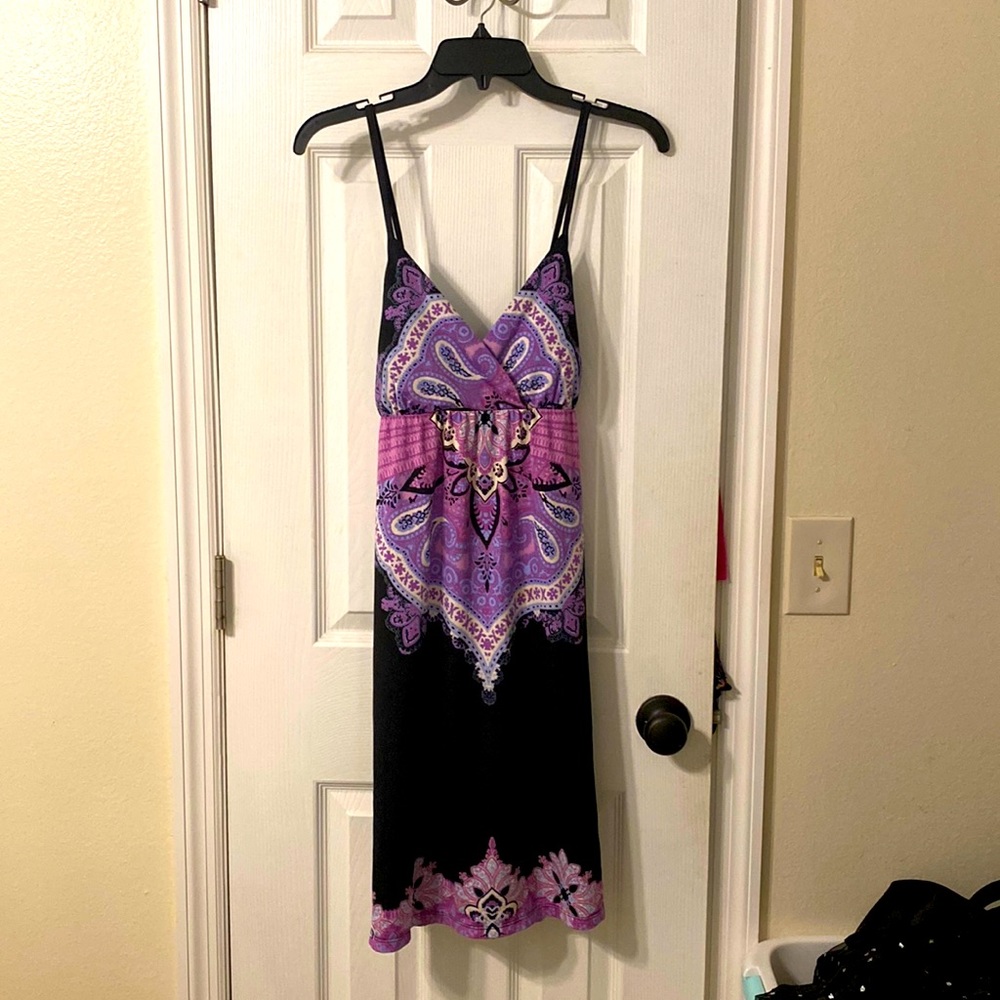 I.N.C. International Concepts Purple Black Sundress Coverup Dress Size M/L